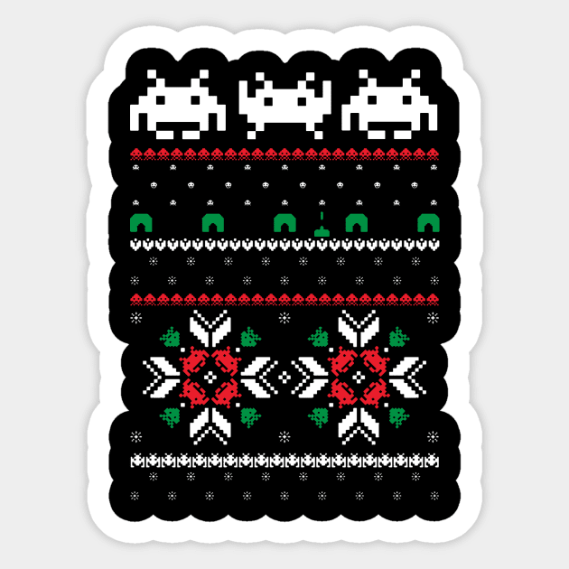 Retro Space Video Game 8 bit Pixel Ugly Christmas Sweater Sticker by SolarFlare